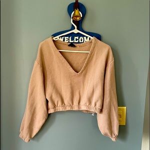 Cropped V-neck Sweatshirt